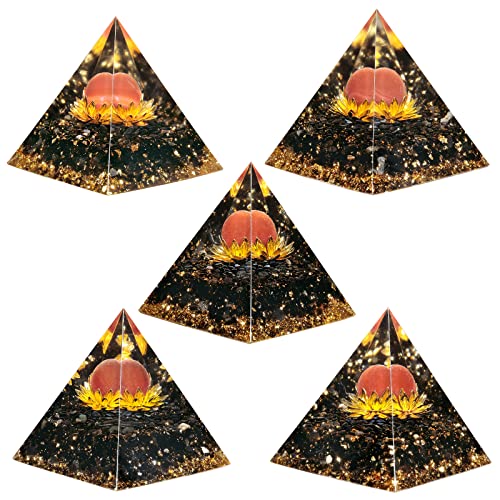 mookaitedecor Carnelian Crystal Sphere Pyramid for Ornament Orange & Golden