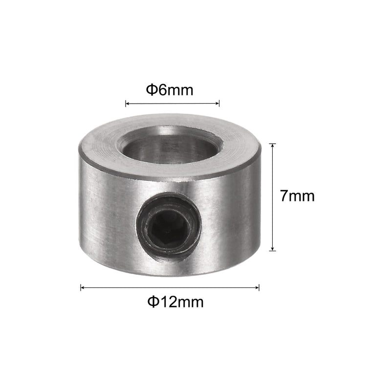 [Australia - AusPower] - uxcell 10pcs Set Screw Collars 6mm Bore Stainless Steel Shaft Collars, 12mm OD, 7mm Width, Landing Gear Stopper Wheel Collar 