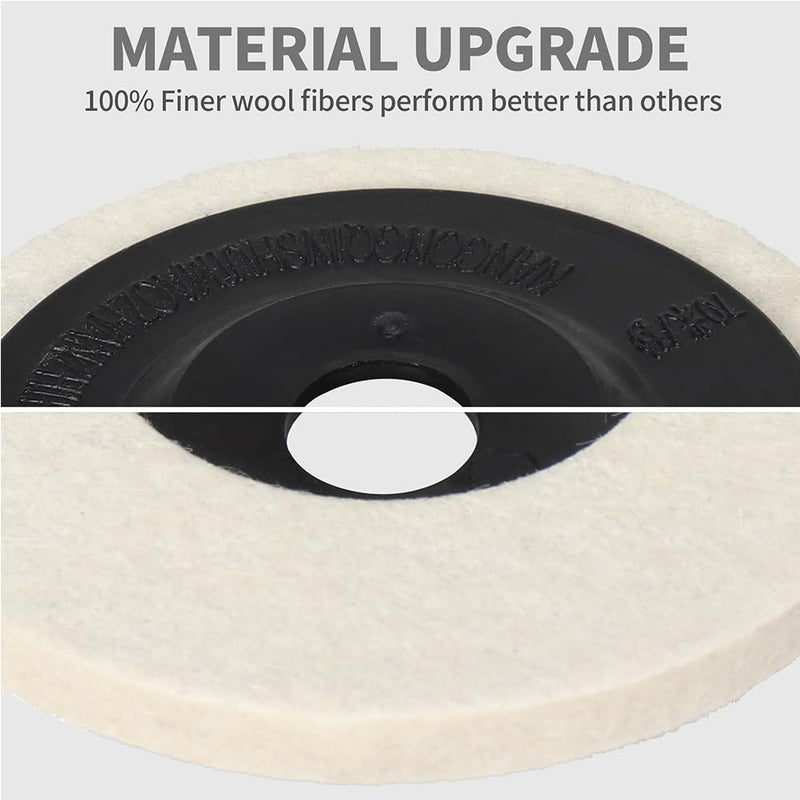 [Australia - AusPower] - 4 Inch Premium Wool Felt Polishing Disc, for 5/8 Angle Grinder, Very-Fine Buffing Wheel for Metal Wood Auto Body Work, 5 Pack Very-Fine-Wool 5Pcs 