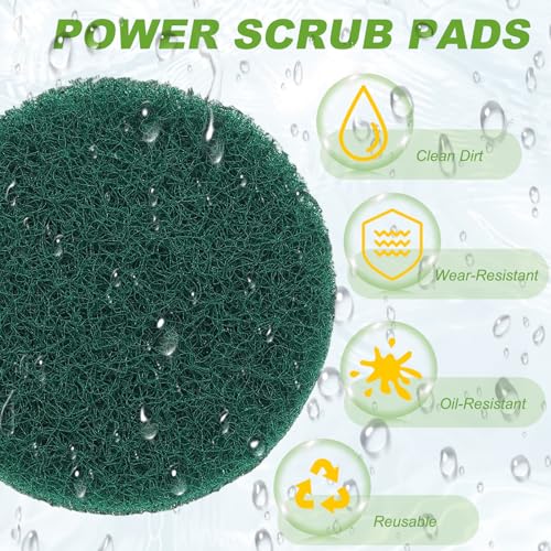 Power Scrub Pads, Scrubbing Pads 180 Grits Scouring Discs - Fitting for (Home Kitchen Cleaning - Drill Attachment - Scrubber Replacement) 6 Pcs & 5 Inch & Green