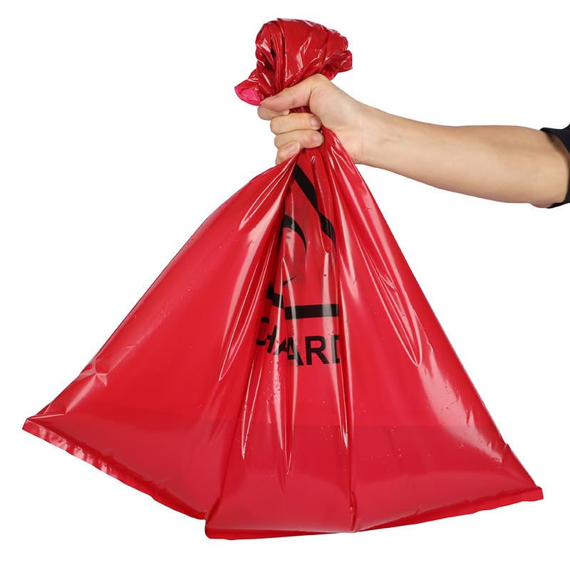 [Australia - AusPower] - 5 Pack Biohazard Bags Heavy Duty Thick Autoclavable Infectious Waste Bag Red Polypropylene Puncture Resistant 20 Gallon Biohazard Safety Bags Disposable Laboratory Sample Specimen Bag 