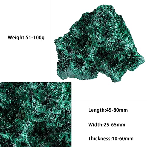 Nupuyai Natural Raw Malachite Crystal Stone for Reiki Healing Stress Anxiety, Real Green Malachite Specimen Cluster Decor for Home Office Tabletop, 51-100g