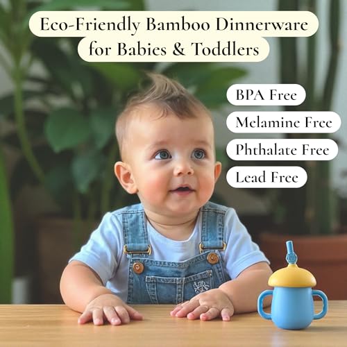 Bamboo Suction Plate and Bowl Set for Babies 7 Feeding Essentials Baby Led Weaning Supplies BPA Free Eco-Friendly (Pink) Pink