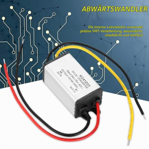 BuyWeek Power Supply Voltage Converter DC-DC Converter 24V to 12V, 5A Power Supply Aluminium Housing Power Supply Transformer for LED Strip Car Audio Radio LED Display Einheitsgröße