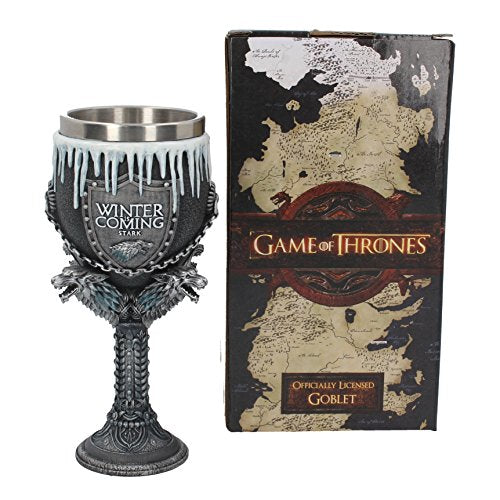 Nemesis Now House Stark Game of Thrones Goblet 12cm Black, Resin w/Stainless Steel Insert, 1 Count (Pack of 1)