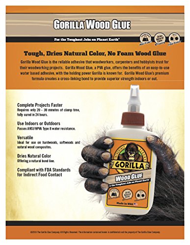 GORILLA Wood Glue 4-ounce bottle, pack of 3 for bonding wood surfaces