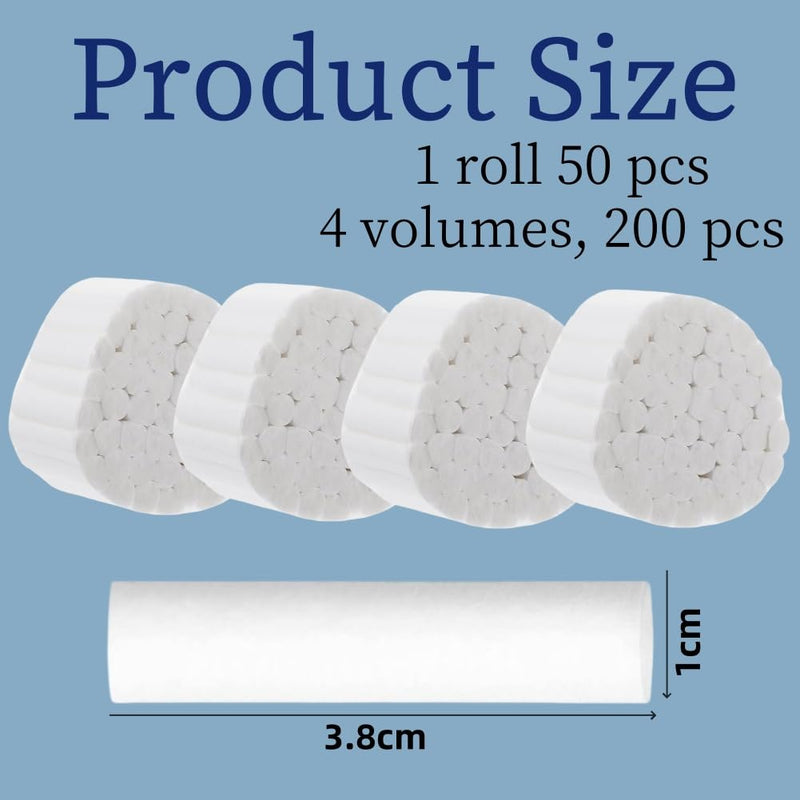 Cotton Rolls, 200 Pieces Dental Cotton Rolls, Dental Cotton Rolls, Cotton Rolls for Dentist, Dental Cotton Rolls, Highly Absorbent Cotton Ball, Nose Plug, Cotton Ball for Children, Adults, Nosebleed Kit