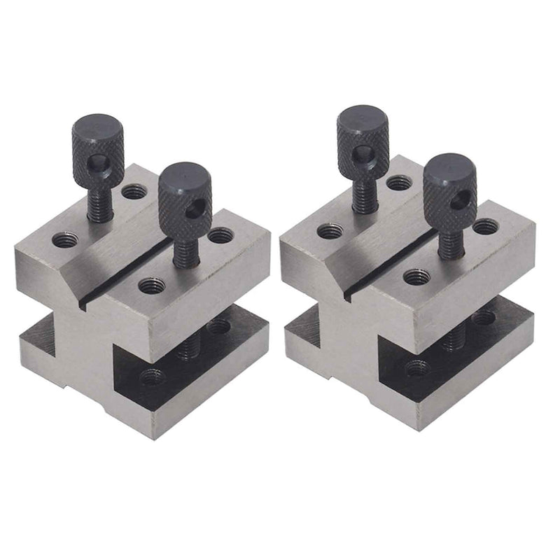 [Australia - AusPower] - 1-3/8 x 1-3/8 x 1-3/16 Inch V-Block and Clamp Multi-Use Hardened Steel Machinist Set 