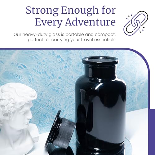 Infinity Jars 500 ml (17 Fl oz) Black Ultraviolet Blocking Glass Apothecary Jar Airtight Smell‑Proof Refillable Container for Herbs, Spices, Tea & Essential Oils 1
