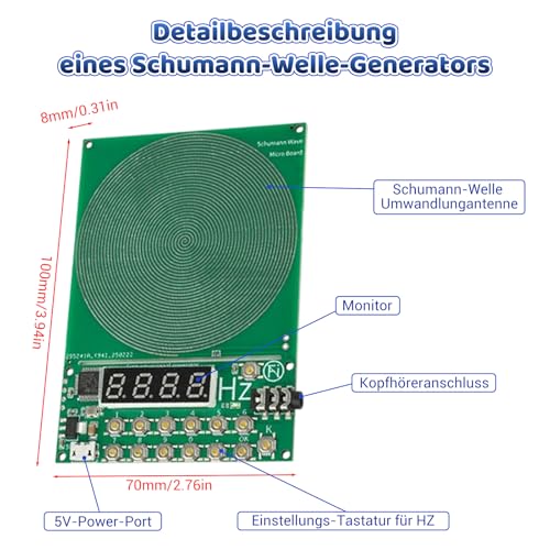 Schumann Frequency Generator 7.83 Hz Adjustable 0.1 Hz to 100,000 Hz with Display, USB Port, Schumann Resonance Generator, Natural Resonance for Space Harmony, Portable for Home, Office, Gift