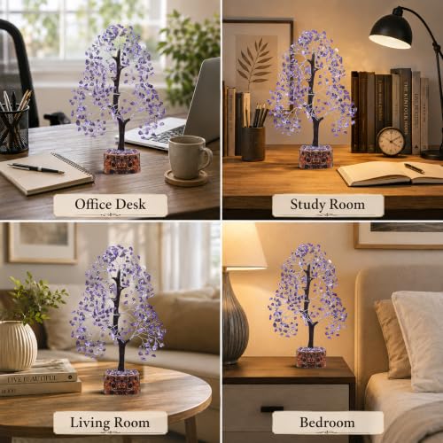 Amethyst Tree - Crystal Tree - Purple Crystal - Gemstone - Feng Shui Money Tree - Crystal Tree of Life - Crystal Bonsai Tree - Spiritual Tree - Crystal Decor - Chakra Tree - Good Luck Charm 10 Inch Amethyst Silver Wire