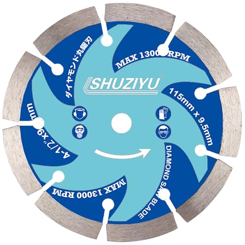 SHUZIYU 115 mm Stone Working. Woodworking, Steel Circular Saw Blade 3-Piece Set, Centre Hole 9.5 mm, Cordless Saw Accessories, Granite, Marble, Concrete Cutting 3er-SET
