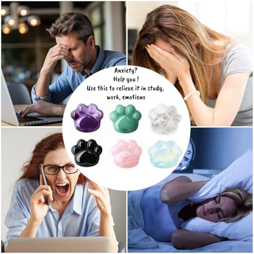 AITELEI Obsidian Cat Paw Crystals and Healing Stones, Natural Stone for Anxiety Relief, Worry Stones for Stress Relief, Unique Crystal Figurines Gift for Crystal Cat Lovers Women Men (Obsidian)