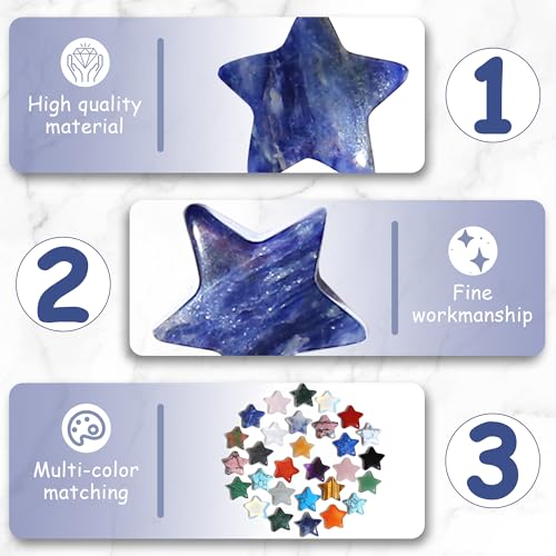 QINJIEJIE 20 PCS Blue Sodalite Star Crystals Healing Stones Mini Crystal