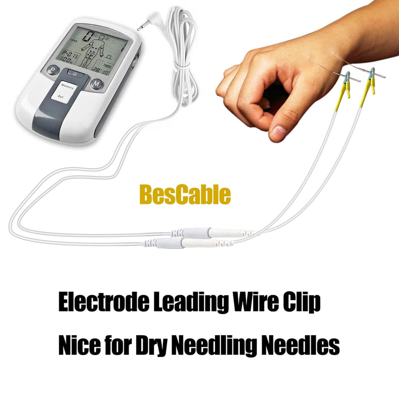 [Australia - AusPower] - Electrode Wire for Dry Needling Needles - BesCable 20pcs TENS Leading Wires with Alligator Clips for TENS Unit Physiotherapy Machine - 2.0mm Pin Female to Alligator Clip Cable 
