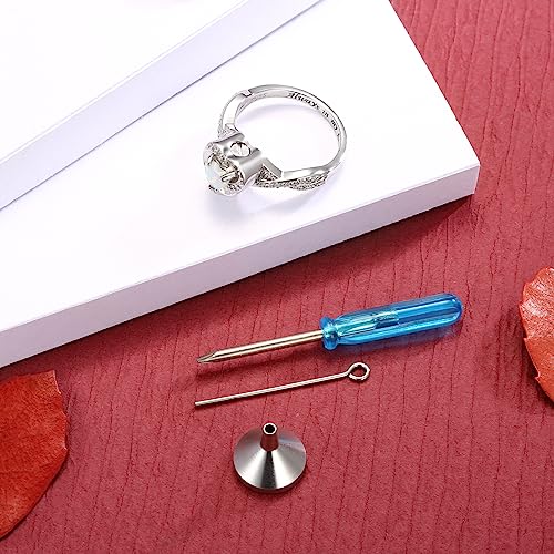 Sariel Heart Cremation Ring for Ashes - 925 Sterling Silver Opal Urn Keepake Rings Memorial Jewelry for Women White 8