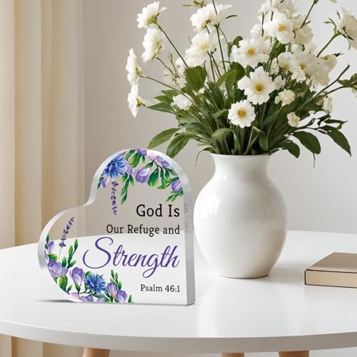 Inspirational Christian Gifts for Women Acrylic Heart Table Decorations Bible Verse Gift Religious Faith Gifts Spiritual Gift for Friend Christmas Birthday Present for Family Home Office Decorations Bible Verse Desk Sign