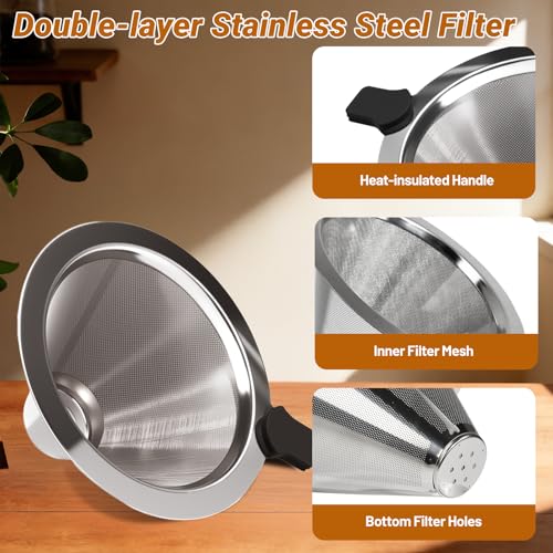 Coffee Pour Over 27.1oz 800ml High Borosilicate Glass Pour Over Clear with Stainless Steel Filter 27.1 OZ
