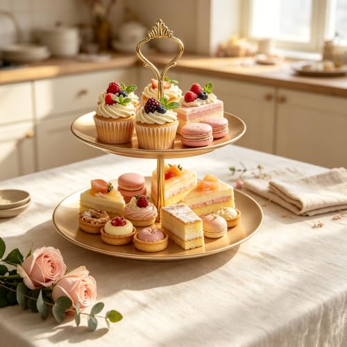 uxcell 6 Set 3-Tier Cupcake Stand Hardware Handles Cake Plate Stand Handle Silver
