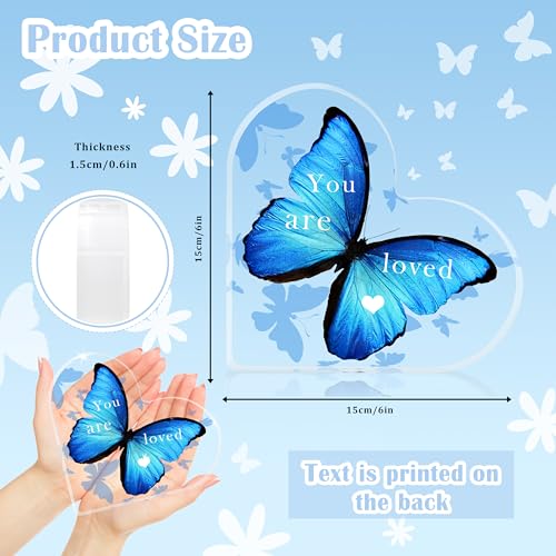 Butterfly Gifts for Women Butterflies Inspirational Desk Decor Acrylic Heart Shaped Keepsake Tables Centerpiece Appreciation Gift Best Birthday Christmas Gifts Idea Thank You Gift You Are Loved Gifts You Are Loved-Right