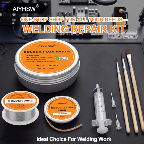 100g Flussmittel Löten Lötpaste Entlötlitze Rolle lötzinn Lötflussmittel | No-Clean Bleifreies Solder Löt Flux Paste,20g 0.6mm Sn99.3Cu0.7 Lötpaste,2.5MM/1.5M Entlötlitze,SMD,BGA,PCB,IC