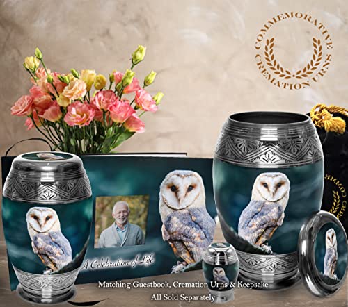 Commemorative Cremation Urns for Ashes Adult Male - Personalized Urn for Ashes for Women Decorative Urns - Beautiful Handcrafted Urns for Human (Small Observing Owl) Small
