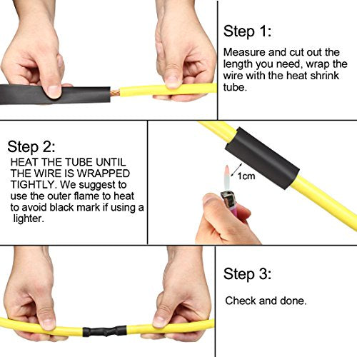 QUARKZMAN Heat Shrink Tubing, 50 mm Diameter x 1.53 m Length, Heat Shrink Tubing Shrink Ratio 2:1 PE Heat Shrink Tube Set for Cable Insulation Cable Connections Cable Bundling, 50mm x 1.53m black