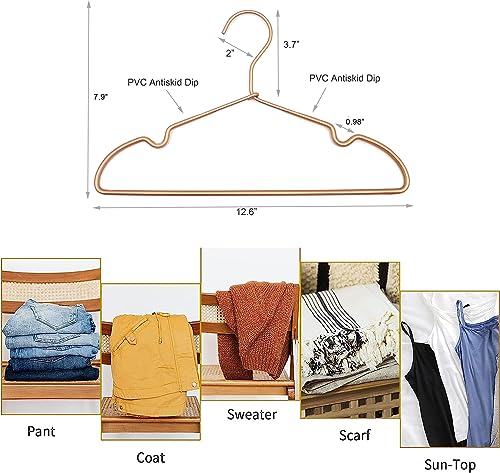 Rose Gold Metal Wire Children Baby Non Slip Toddler Infant Newborn Kids Hangers,12.6" Space Saving Baby Clothes Coat Children's Closet Durable Hangers (10)