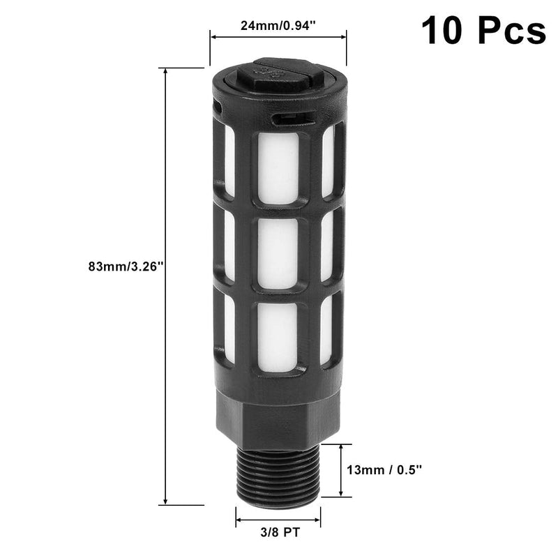 [Australia - AusPower] - uxcell Plastic Pneumatic Muffler Exhaust Air Line Silencer 3/8 PT Black, 10pcs 