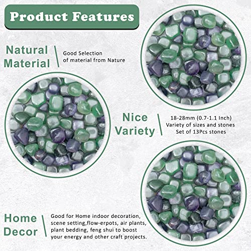 Crocon 13 Pcs Multi Fluorite Tumbled Stone Raw & Rocks Natural Crystal Bulk #003 Multi Fluorite