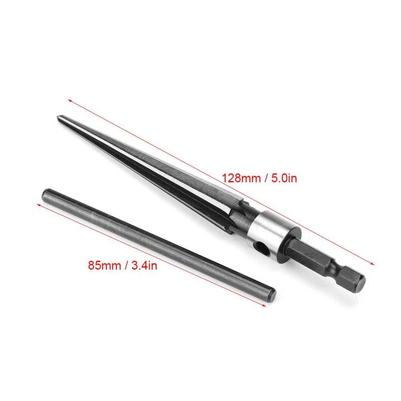 Handheld T Shape Tapered Hex Reamer Bridge Pin Hole Carbon Steel, Handle Drilling Tool for Taper Holes on Top of Planks, Chamfering, Screw Sinking Holes