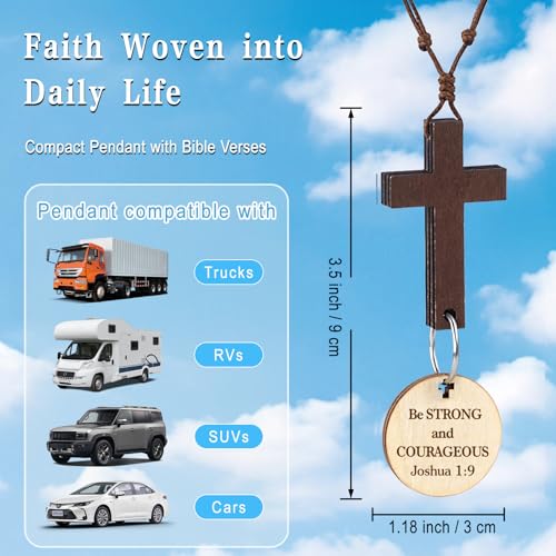 Cross for Car Mirror Hanging, Christian Gifts for Men, Bible Verse Car Decor Accessories, Rearview Hanging Cross Ornament Religious Gift (Be Strong and Courageous) Be Strong and Courageous