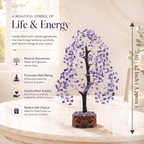 Amethyst Tree - Crystal Tree - Purple Crystal - Gemstone - Feng Shui Money Tree - Crystal Tree of Life - Crystal Bonsai Tree - Spiritual Tree - Crystal Decor - Chakra Tree - Good Luck Charm 10 Inch Amethyst Silver Wire