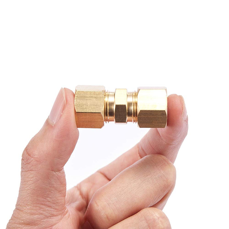 [Australia - AusPower] - Brass Compression Tube Pipe Fitting Connector, Straight Coupling Adapter, 3/8" Tube OD x 3/8" Tube OD Connector 5pcs (3/8" OD Compression x 3/8" OD Compression) 3/8" OD Compression x 3/8" OD Compression 