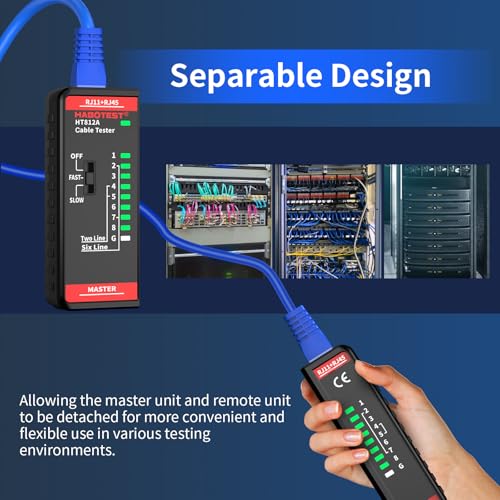 Network tester, LAN cable tester RJ11 RJ45 for CAT5 CAT5E CAT6 CAT6A CAT7 cables, Ethernet network cable tester, continuity tester, telephone cable tester