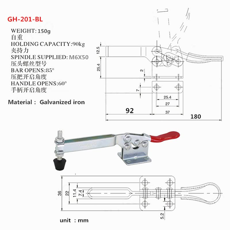 [Australia - AusPower] - Toggle Clamps (Longer GH-201-BL Toggle Clamp) Longer GH-201-BL Toggle Clamp 