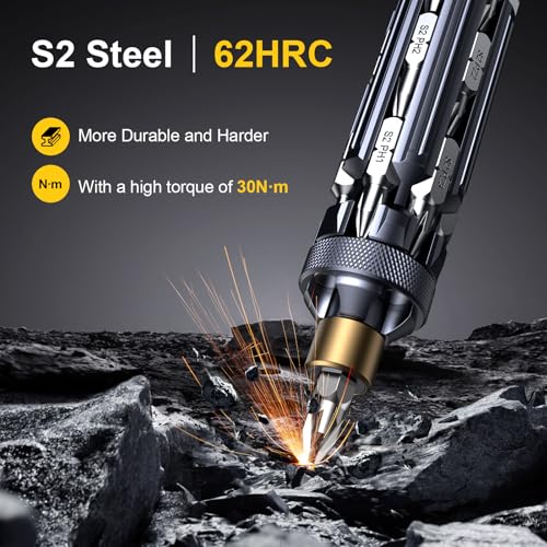 Jorest 19-in-1 multibit screwdriver in black and gold for portable home repairs