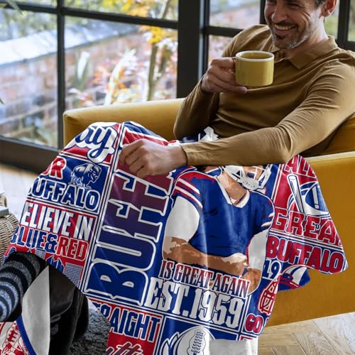 Football Gifts for Men Women, Gifts for Team Fans, Sports Football Blanket for Fans, Blue Football Style Blanket for Sofa Bed Chair 80"x60" 80"x60"