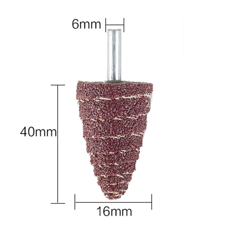 [Australia - AusPower] - 6mm x 16mm Cone Shape Abrasive Sandpaper Cone Shape Abrasive Sander, 80 Grit 1/4" Shank, 20Pcs 6mm x 16mm Cone 