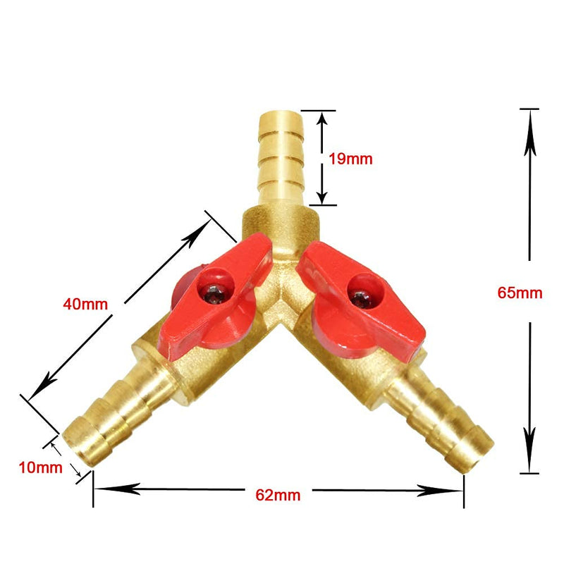 [Australia - AusPower] - Joywayus 3/8" ID Hose Barb, Y shaped Type 3 way Union Intersection/Split Brass Shut off Ball Valve Fitting AY3/8 