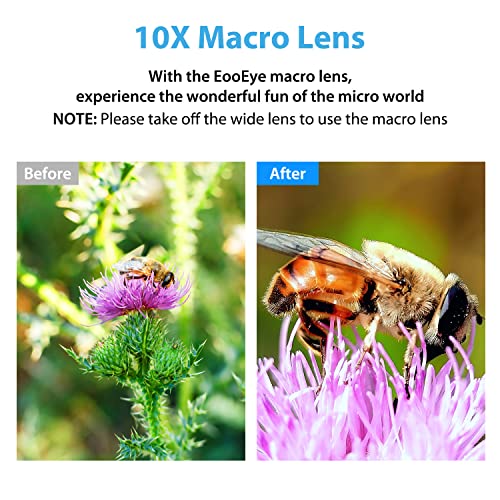 Iboolo&EooEye 2 in 1 18mm HD Wide Angle/10x Macro Additional Lens,40.5mm HD Wide Angle Lens Compatible with Sony ZV1F,Sony APSC ZV-E10 and A5000/6000 Series Cameras