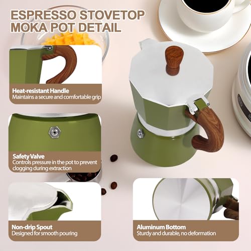 Aluminum 9 Cup 450ml Moka Pot Express Coffee Maker Stovetop Green