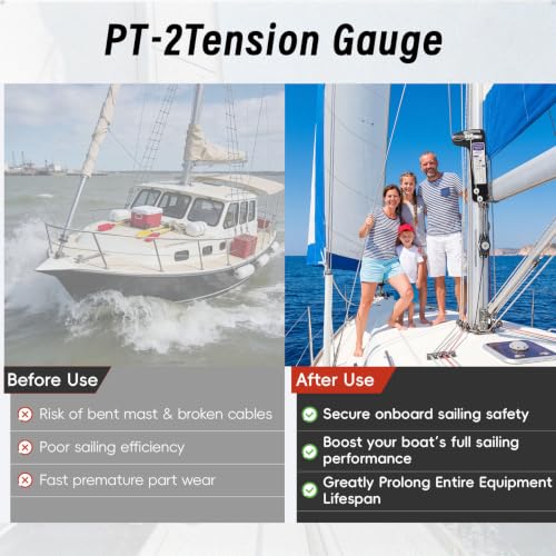 xiaomatoiu PT-2 hands-free sailboat rigging tension gauge for 3/16, 7/32, and 1/4 inch lines