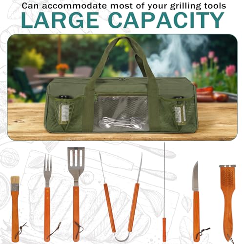 Grill Tool Storage Bag BBQ Grill Utensil Accessory Storage Green