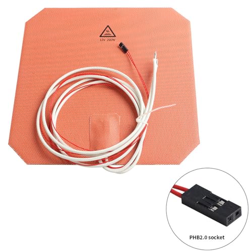 Sarini 3D Printer Accessory 12V 200W Silicone Heated Pad 220x220mm Heater Bed Mat Built-in NTC100K Thermistor For Anycubic Mega