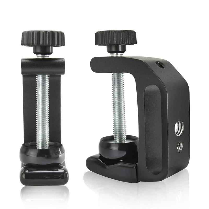 [Australia - AusPower] - Universal C-Clamp Aluminum Support Clamp Desktop Mount Holder Stand with 1/4" and 3/8" Thread Black(2 Pcs) 2pcs 
