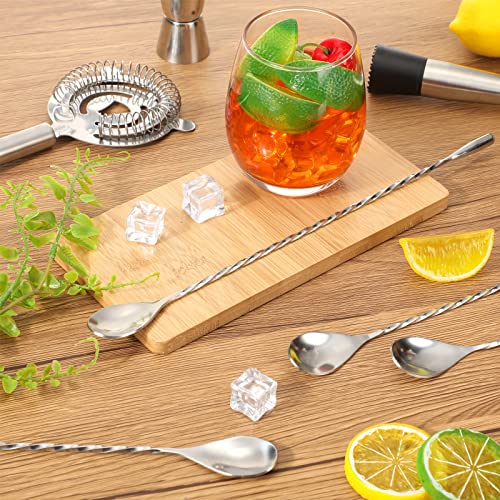 18 Pcs Bar Spoons Bulk, 12'' Long, Stainless Steel Mixing Spoons, Silver