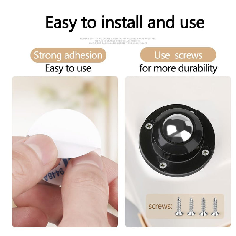 [Australia - AusPower] - Self Adhesive Caster Wheels for Furniture,Storage Box,Trash Can,PC Stainless Steel Universal Pulley 360 Degree Rotating Adhesive Caster Wheels 1 Inch Low Profile Swivel Wheels Black 4 Pack Black?1 inch? 4.0 