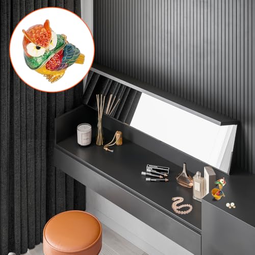 Leopacat owl figurine jewelry box, small dish trinket holder with owl statue design for home decor and jewelry storage.