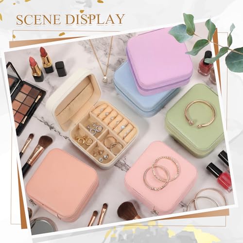 6 Pcs Small Jewelry Box, Portable Travel Case PU Leather Organizer